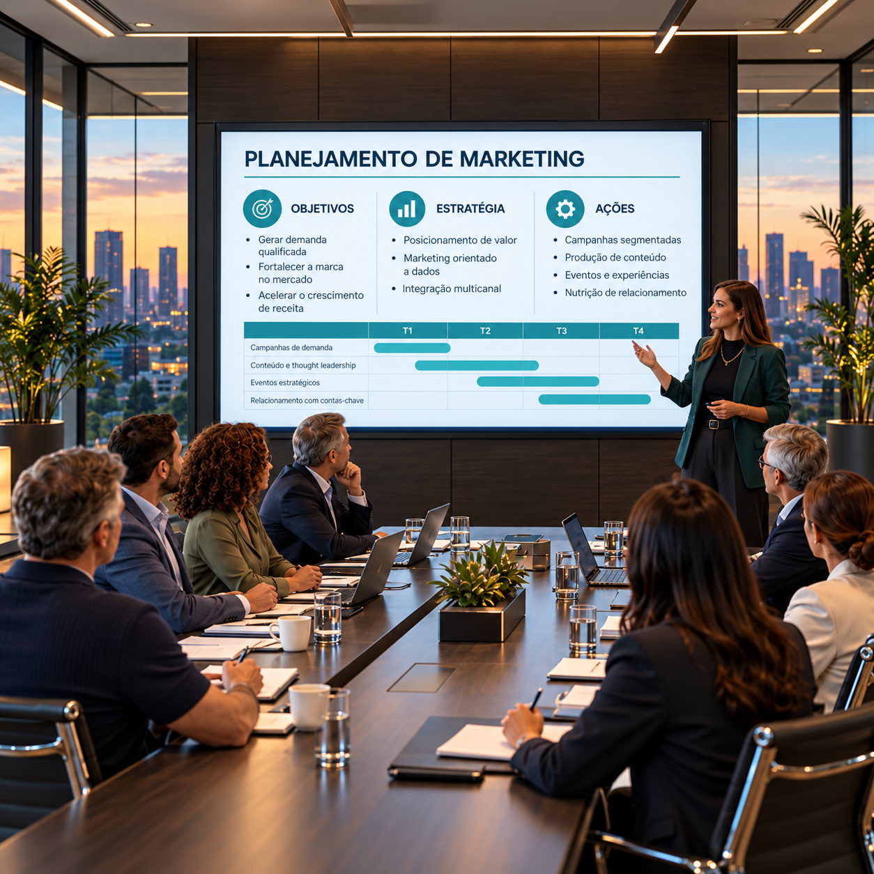 Planejamento de marketing em reunião executiva — imagem ilustrativa